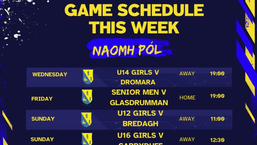 This Weeks Game Schedule
